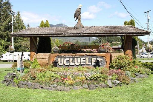 Ucluelet Sign at entrance to village